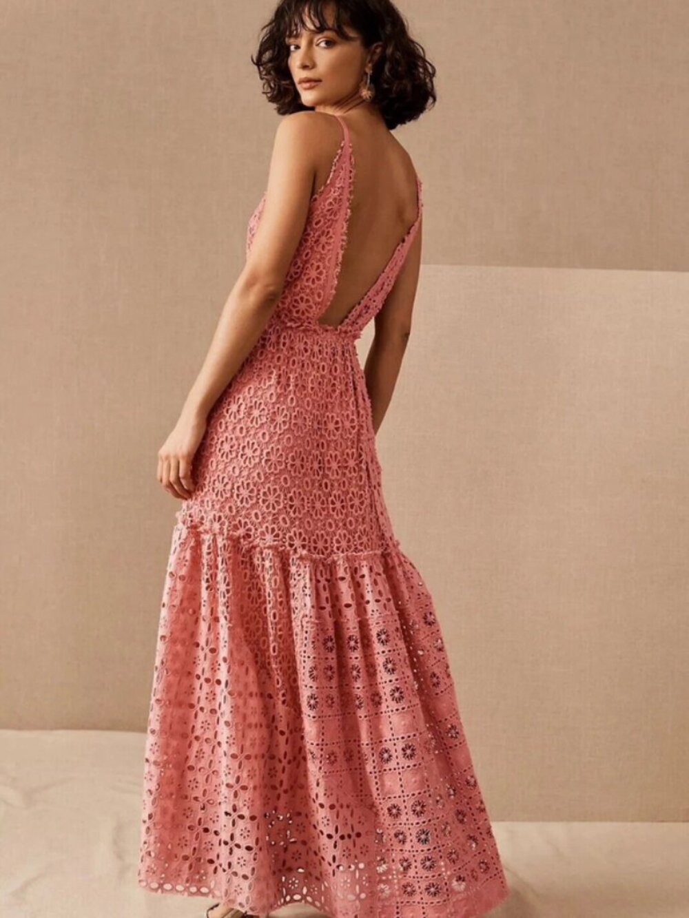Free People FP One Yesenia Dress Wedding Pink V Neck Embroidered Floral M $400 - Picture 2 of 2